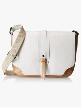 Kelsi Dagger White and Tan Leather Crossbody with Tassel